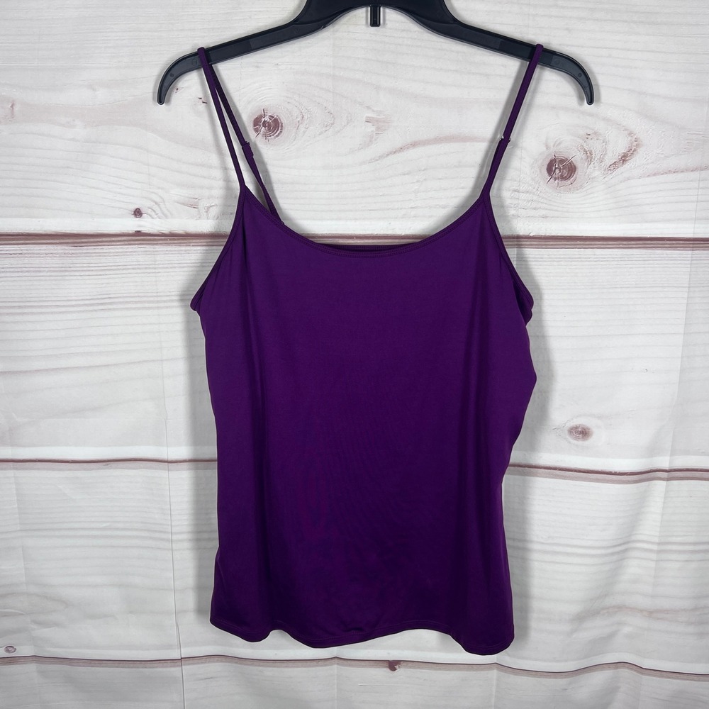 White House Black Market Cami Tank Women XL Purple Top Adjustable Strap Stretch